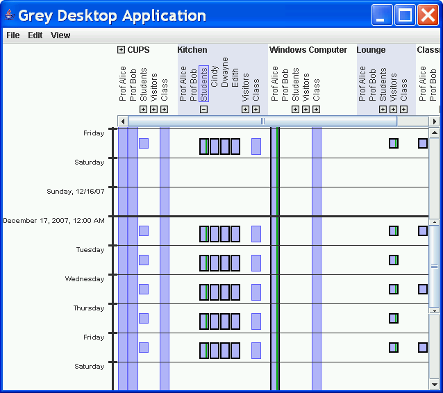 Screenshot of an Expandable Grids
interface for displaying Grey building access control policies.